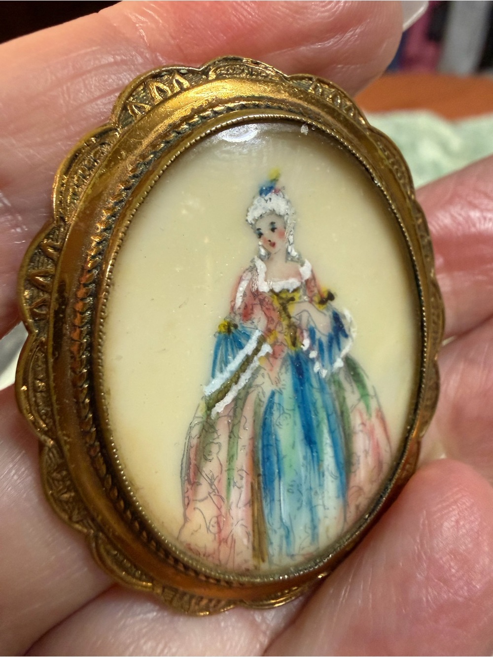 Vintage Victorian Portrait Brooch Thomas L Mott #cz334